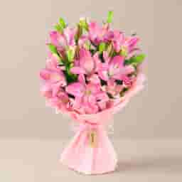 Romantic Pink Lily Flower Bouquet in UAE