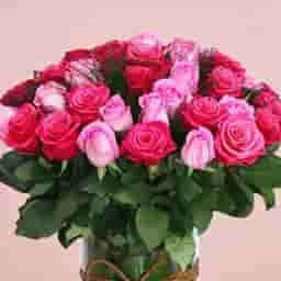 Pink Roses Glass Vase