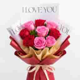 Pink And Red Roses Anniversary Bouquet in UAE