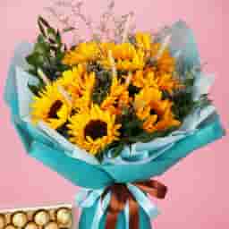 Sunflower Smiles Bouquet with Ferrero Rocher