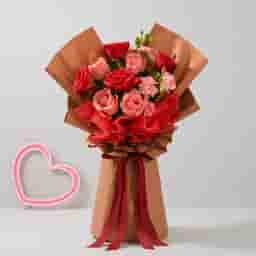 Romantic Red Pink Rose Bouquet