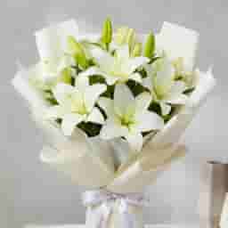 Charming White Lily Bouquet in UAE