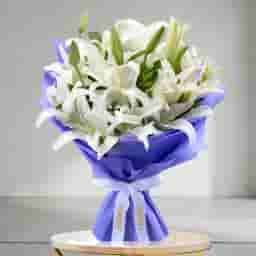 Classic White Lily Bouquet in UAE