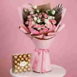 Pink Roses & Ferrero Rocher Hamper