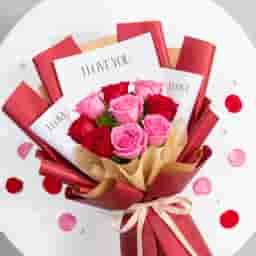 Pink And Red Roses Anniversary Bouquet in UAE