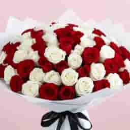 Elegant Red White Rose Bouquet