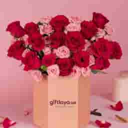 Zara Hot Cherry Pink Rose Flower Box