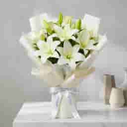 Charming White Lily Bouquet in UAE