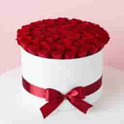 White Box of Red Roses