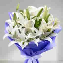 Classic White Lily Bouquet in UAE