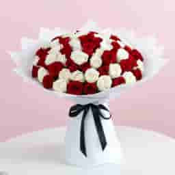 Elegant Red White Rose Bouquet