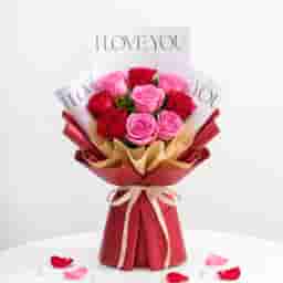 Pink And Red Roses Anniversary Bouquet in UAE