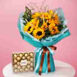 Sunflower Smiles Bouquet with Ferrero Rocher