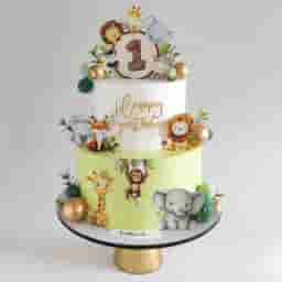 jungle safari 1st birthday cake