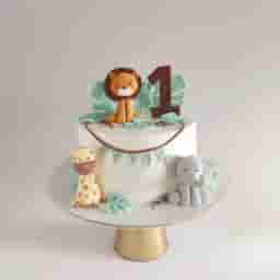 Wild One Safari Cake with Animal Toppers