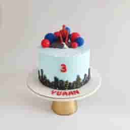 Spider-Man Action Theme Cake with Web Design