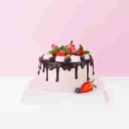 Chocolate Drip Fresh Fruit Cake