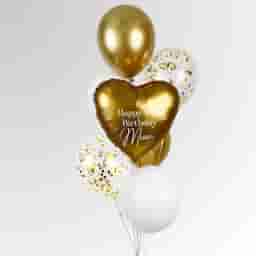 Gold Heart Balloon Bouquet