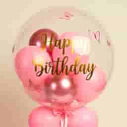 Elegant Pink Birthday Bubble Balloon Stand