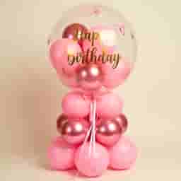 Elegant Pink Birthday Bubble Balloon Stand