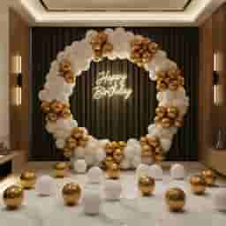 White and Golden BIrthday Ring Decor