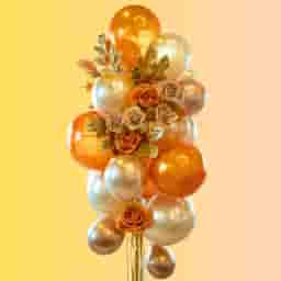 Luxury Gold Balloon Bouquet with Floral Accents