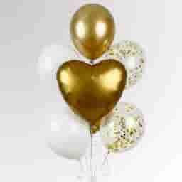 Gold Heart Balloon Bouquet