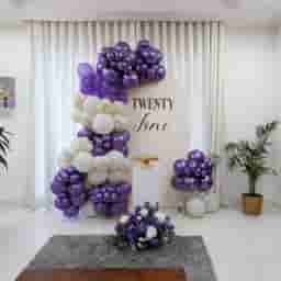Pretty Purple Birthday Backdrop Setup