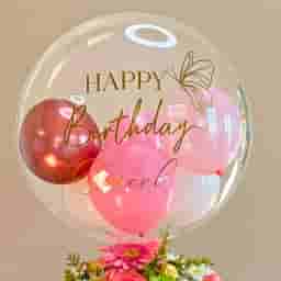 Personalized Birthday Bubble Balloon with Flowers