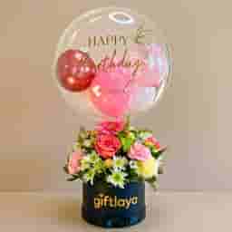 Personalized Birthday Bubble Balloon with Flowers