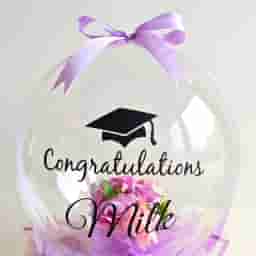 Graduation Bubble Balloon Bouquet with Fresh Flowers