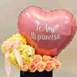 Romantic Heart Balloon Flower Box