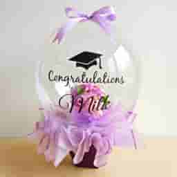 Graduation Bubble Balloon Bouquet with Fresh Flowers