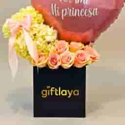 Romantic Heart Balloon Flower Box