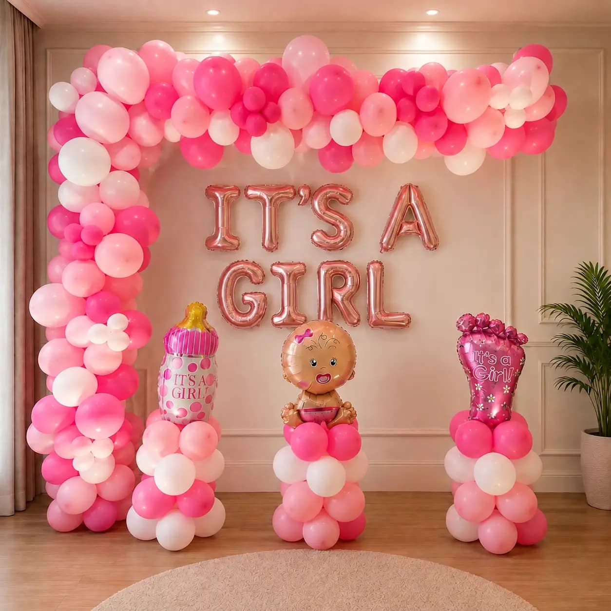 Baby Girl Balloon Backdrop