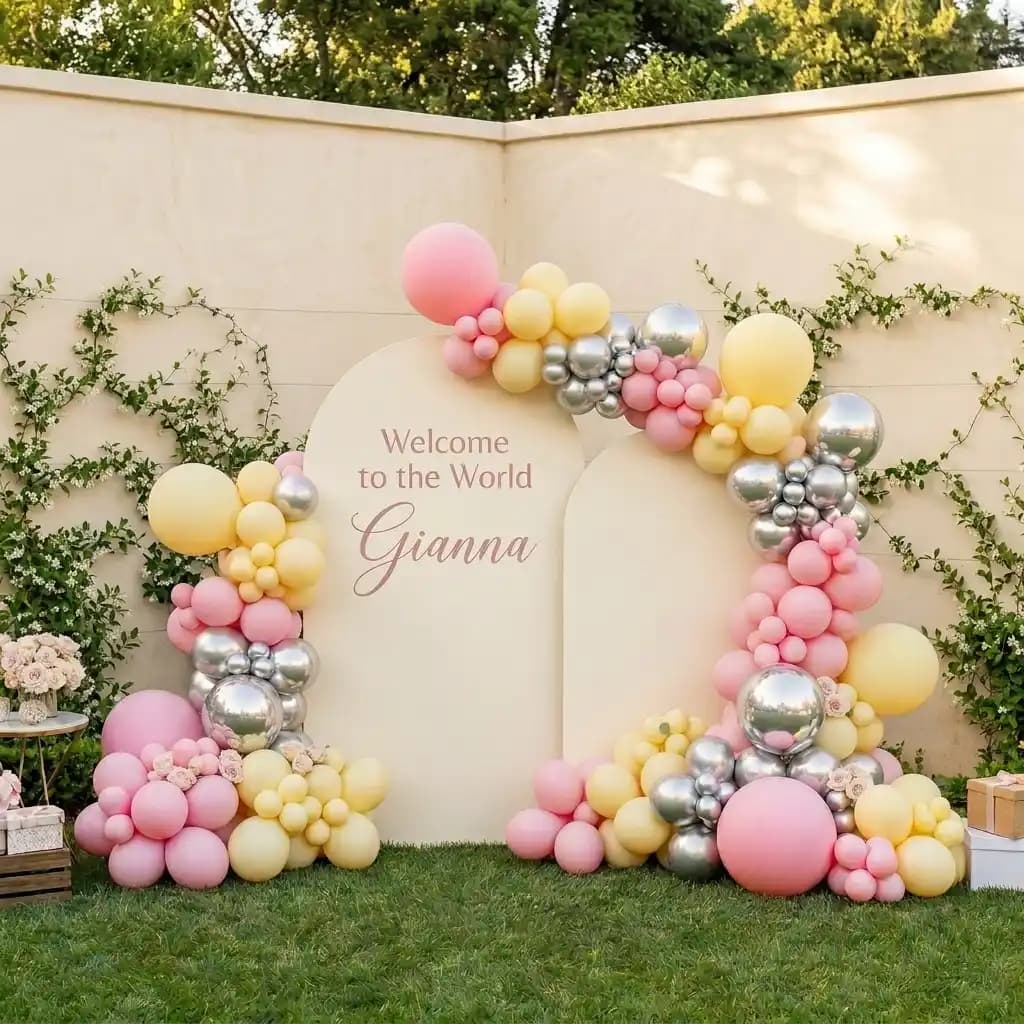 Baby Arrival Balloon Arch & Backdrop Decoration