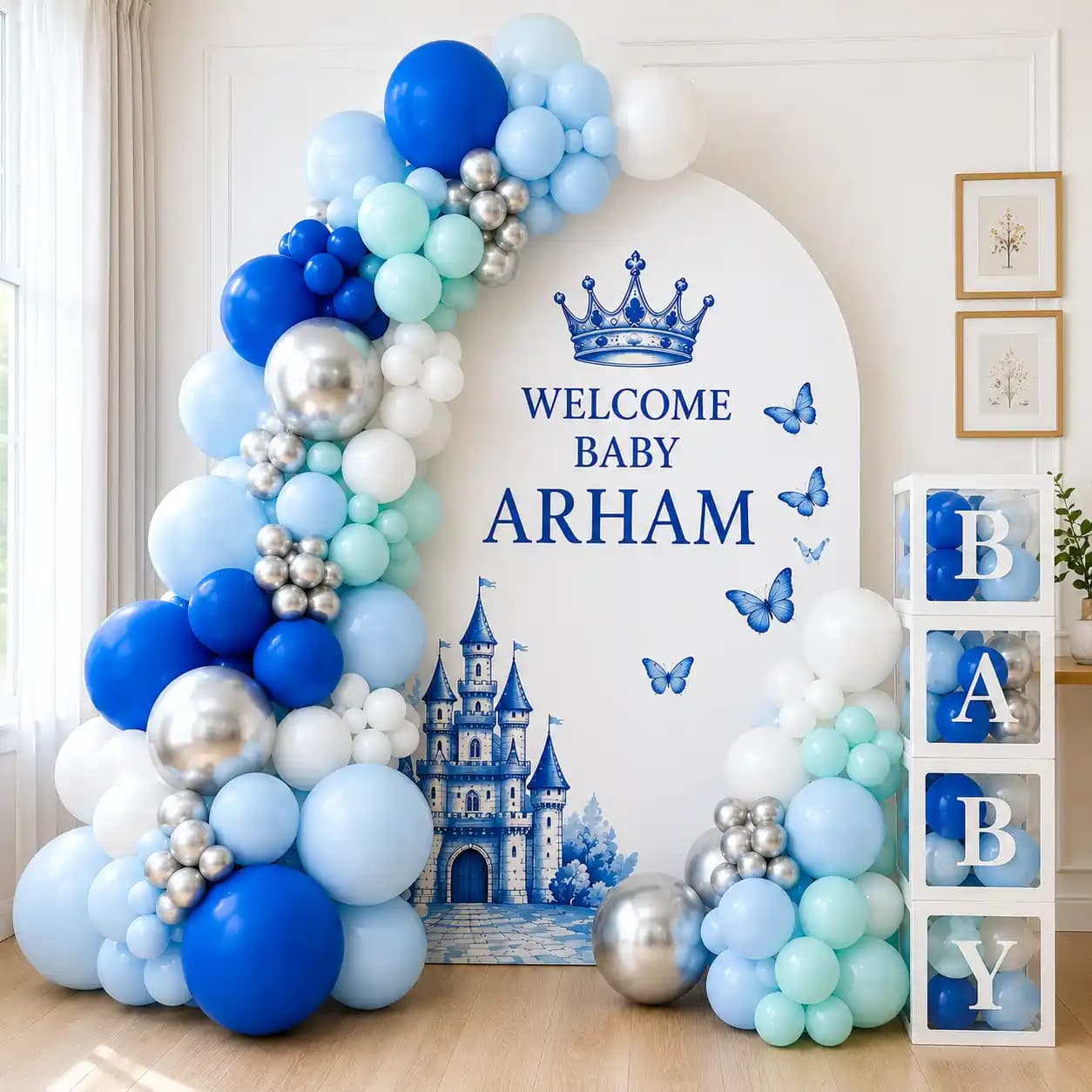 Customized Baby Boy Arrival Backdrop Decoration