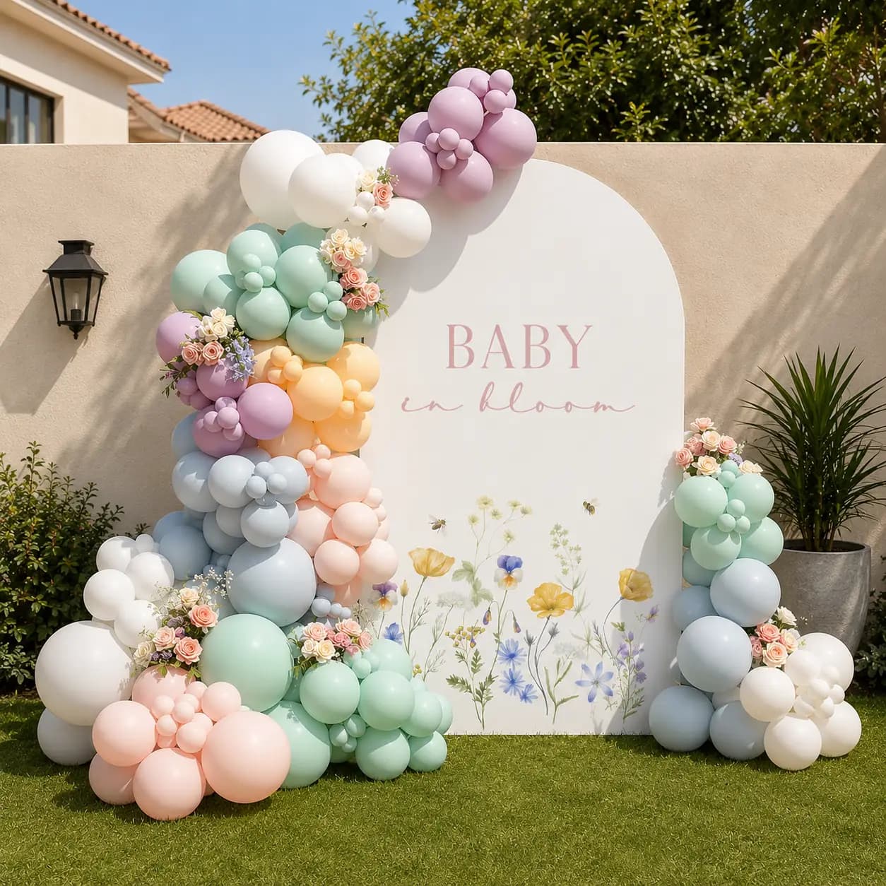 Pastel Baby Shower Balloon Decor