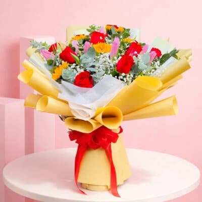 Golden Sunflower Rose Bouquet