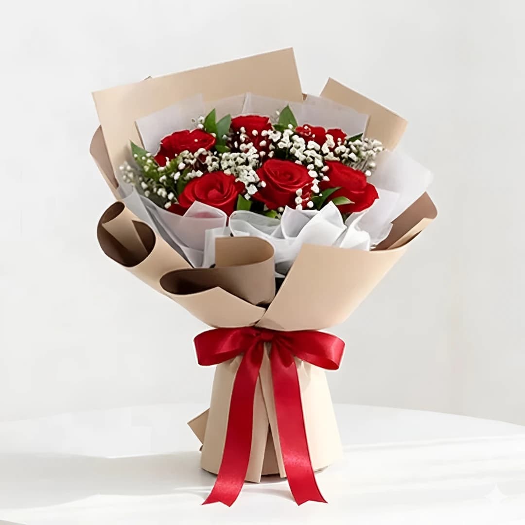 Red Rose Bouquet Wrapped with Love