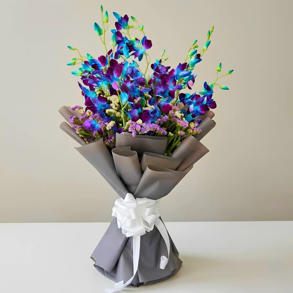 Elegant Blue Orchid Stem Bouquet
