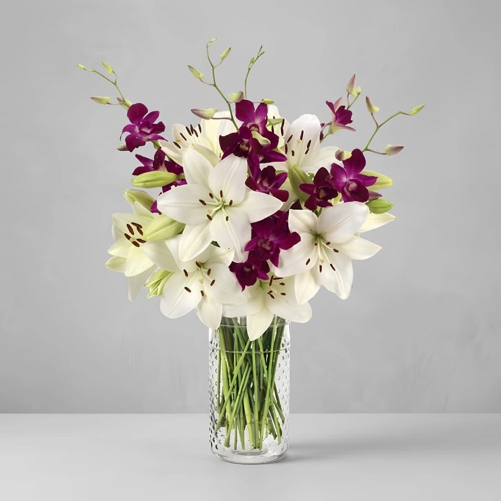 Mixed Lily And Orchid Vase