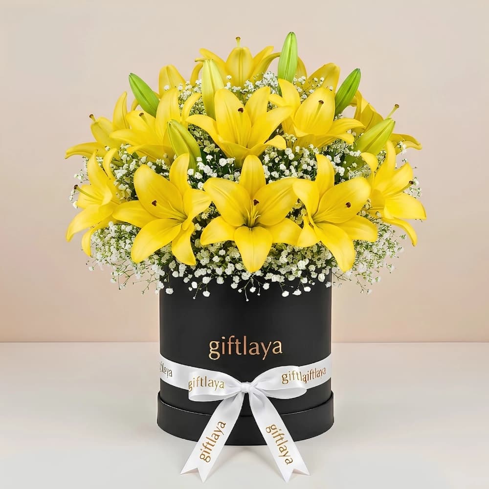 Fresh Blooming Yellow Lily Bouquet
