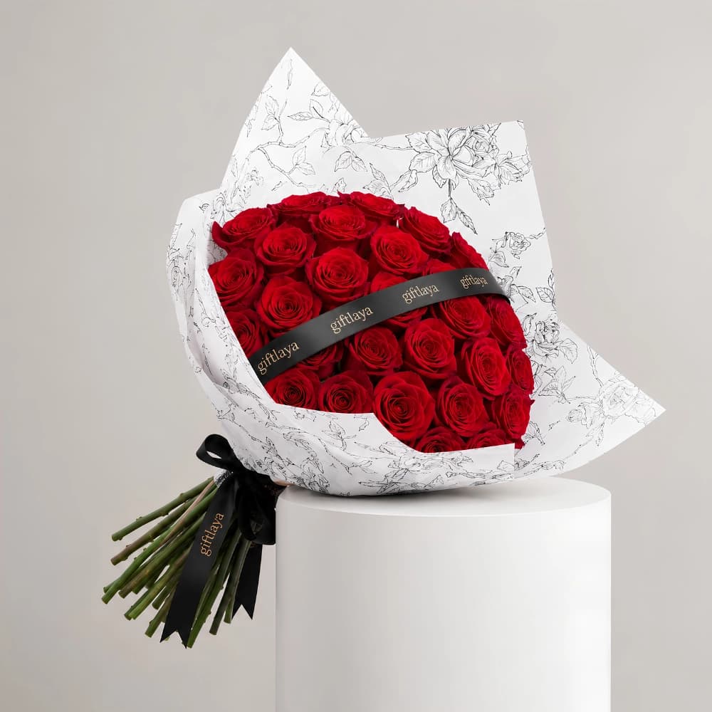 Luxury Hand Tied Red Rose Bouquet