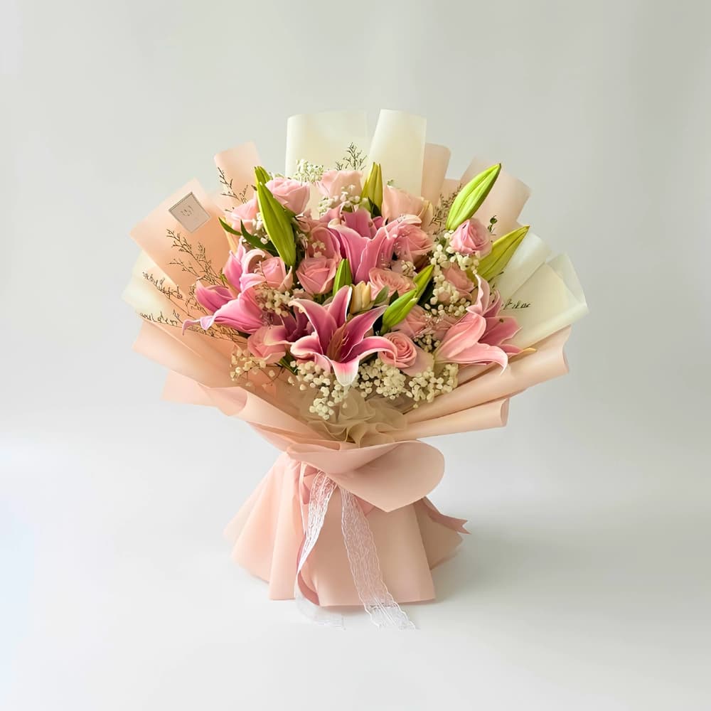 Luxury Pink Lily And Rose Bouquet