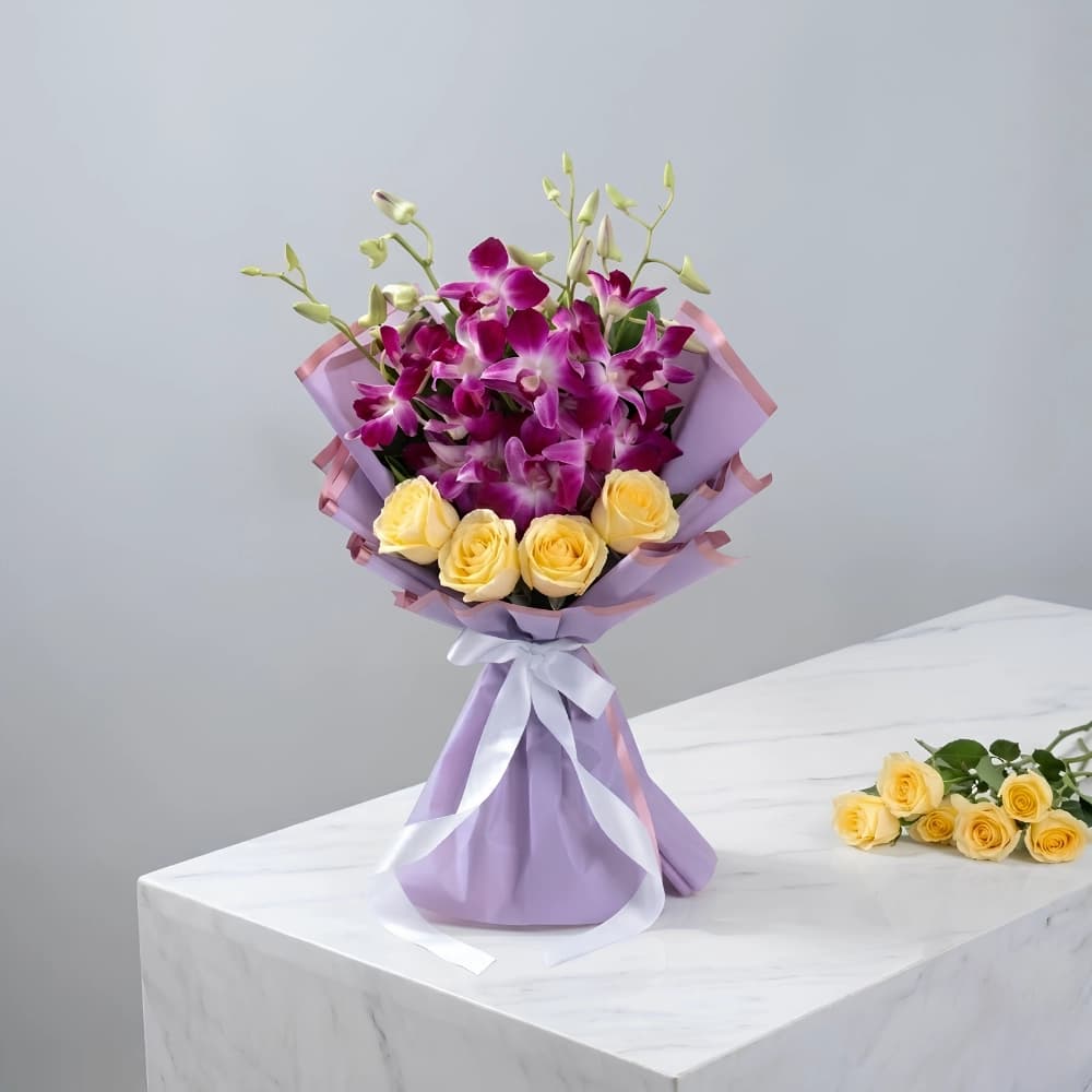 Soft Premium Rose And Orchid Bouquet