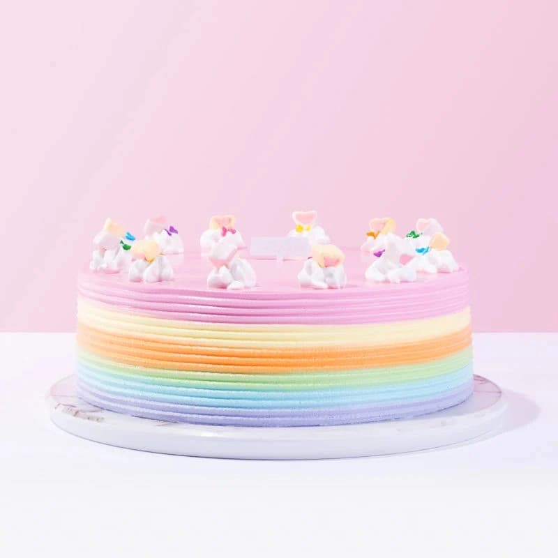 Cute Rainbow Color Birthday Cake