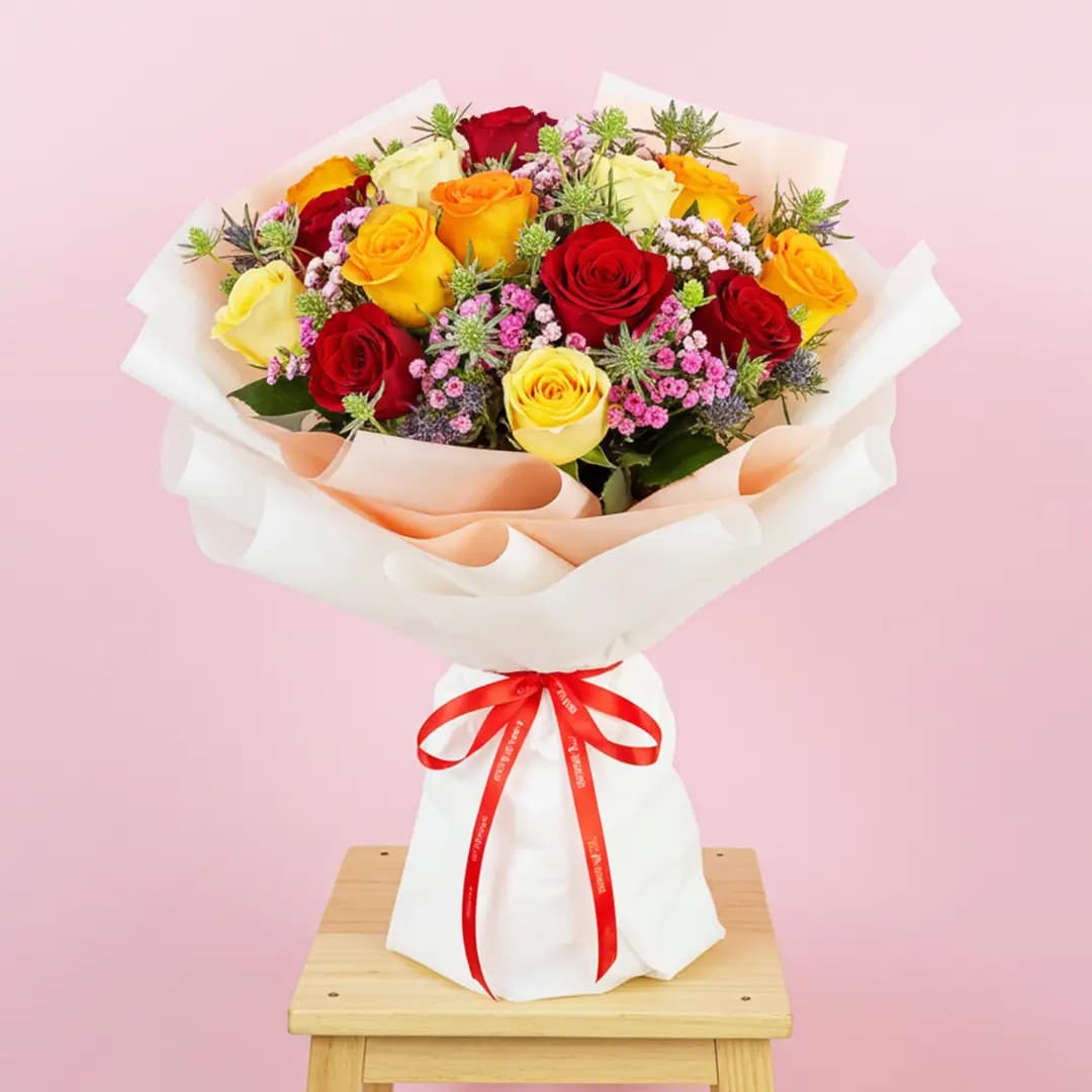 Golden Ruby Rose Bouquet