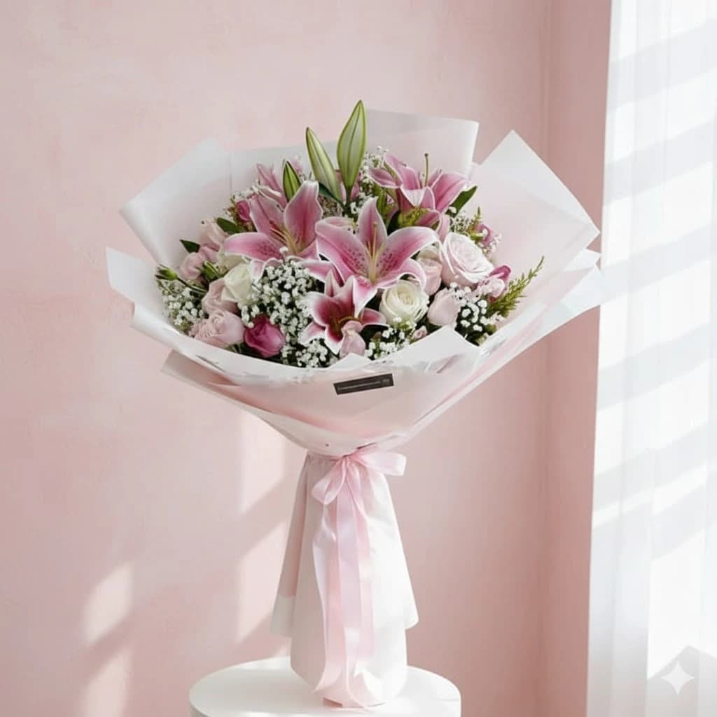 Sweet Pink Lily Floral Bouquet