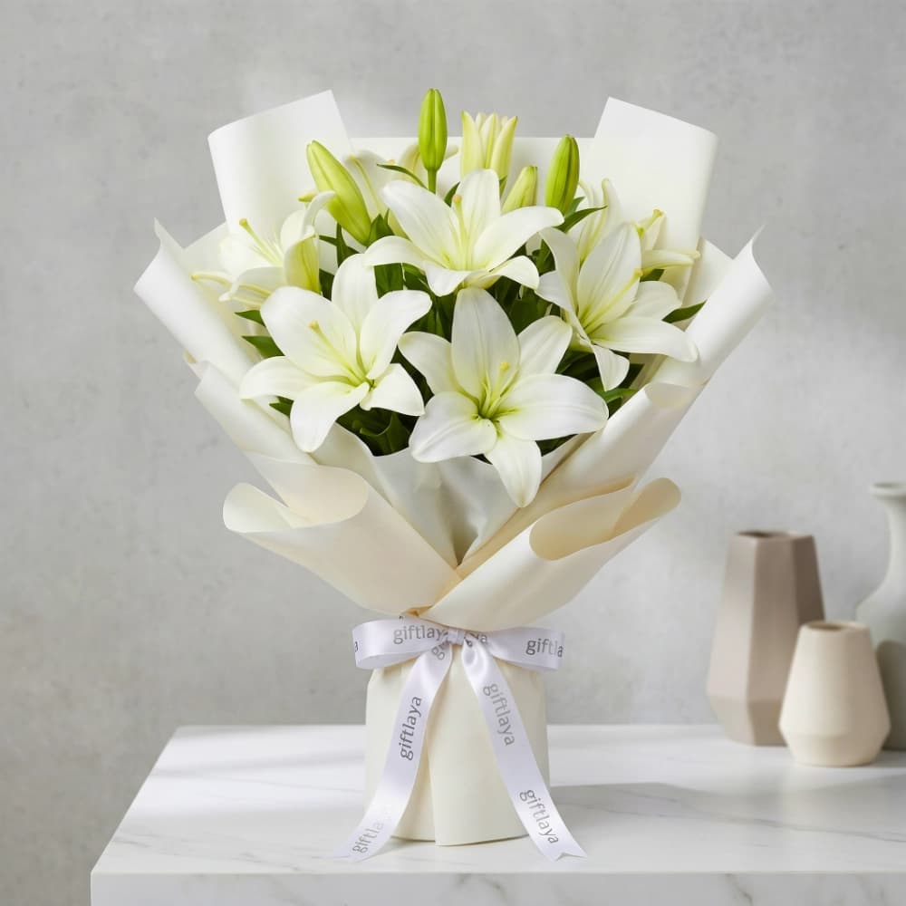 Charming White Lily Bouquet